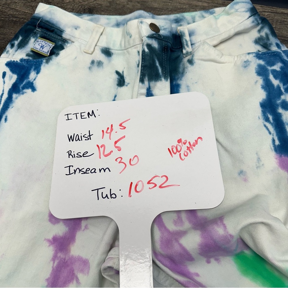Y2K High Rise 100% Cotton Wrangler Tie-Dye Mom Jeans (1052) - Picture 12 of 12
